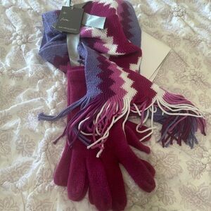 Scarf and glove gift set pink purple white brand new with tags